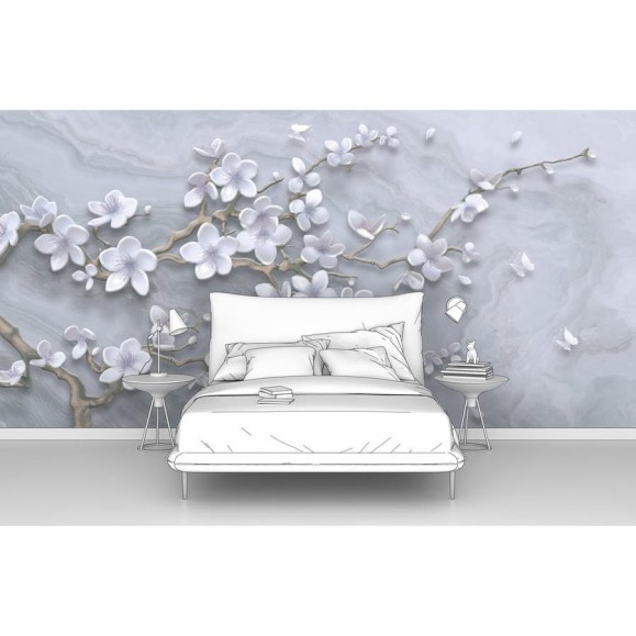 Фотообои сакура мрамор Фотообои сакура мрамор