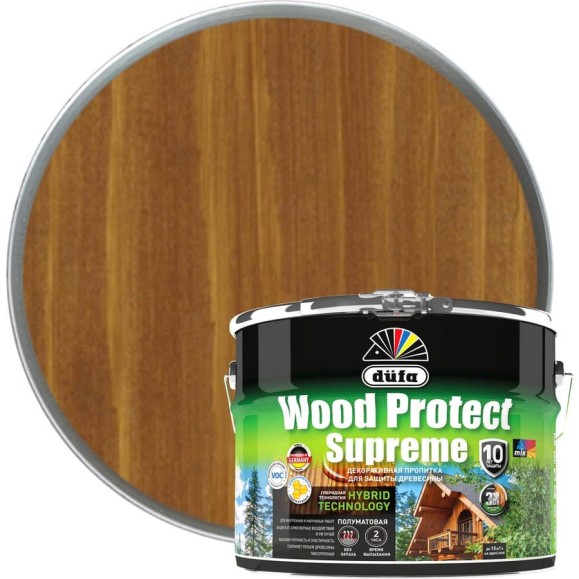 Пропитка Dufa WOOD PROTECT Supreme, тиковое дерево 9 л МП00-008526 Пропитка Dufa WOOD PROTECT Supreme, тиковое дерево 9 л МП00-008526