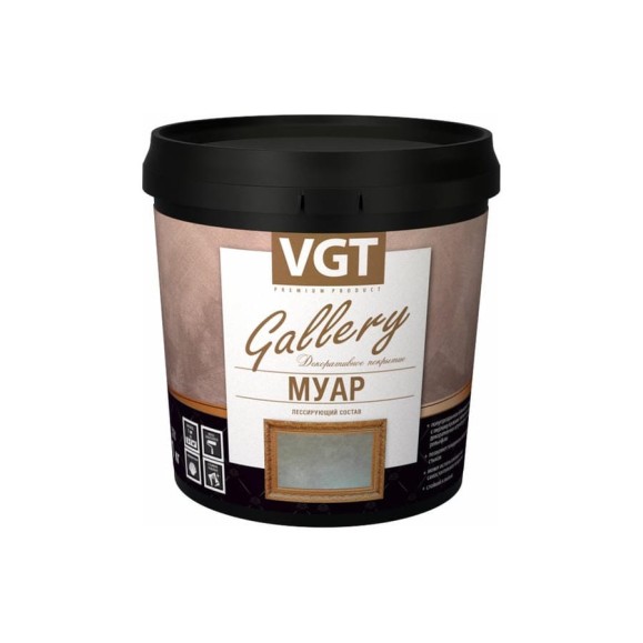Лессирующий состав VGT Gallery Муар White Silver 2,2 кг 11607789 Лессирующий состав VGT Gallery Муар White Silver 2,2 кг 11607789