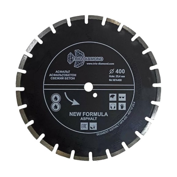 Диск алмазный отрезной TRIO-DIAMOND по асфальту 400x25.4 New Formula Asphalt NFA400