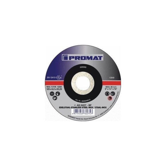 Круг зачистной универсальный 125x6.0x22.23 мм PROMAT 4000840013 Круг зачистной универсальный 125x6.0x22.23 мм PROMAT 4000840013