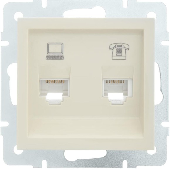 Розетка Lezard VESNA компьютер+телефон крем 742-0388-143 Розетка Lezard VESNA компьютер+телефон крем 742-0388-143