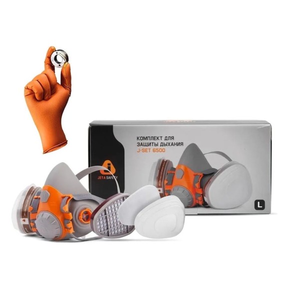 Комплект для защиты дыхания Jeta Safety, полумаска из силикона, размер S, J-SET6500-S Комплект для защиты дыхания Jeta Safety, полумаска из силикона, размер S, J-SET6500-S