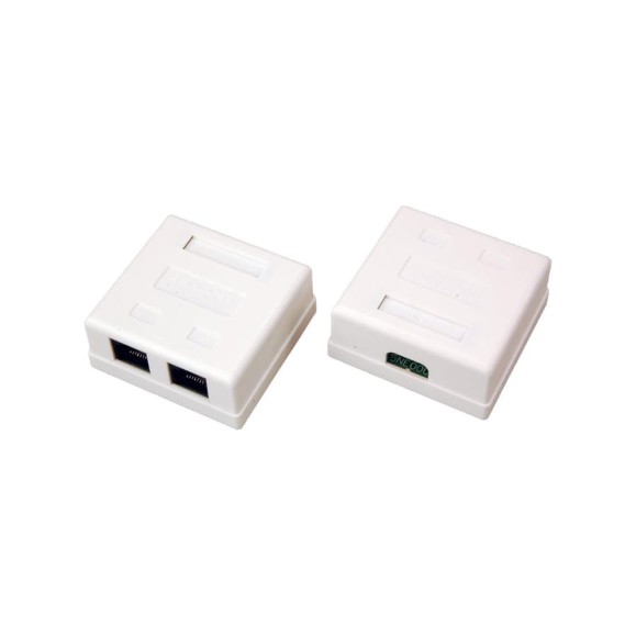 Сетевая розетка LAN REXANT на стену, 2 гнезда RJ-45 (8Р8С), 5e категории 06-0105-C