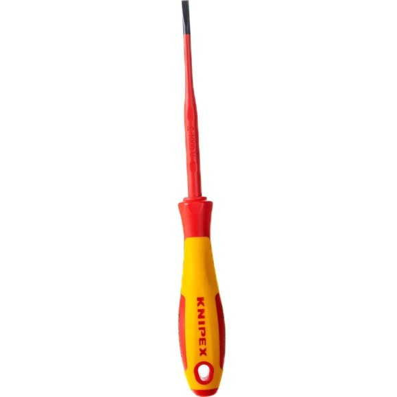 Отвертка KNIPEX SL4.0x0.8 шлицевая тонкая VDE, L  лезвия 100 мм, 1000V, 2-комп. рук-ка KN-982040SL
