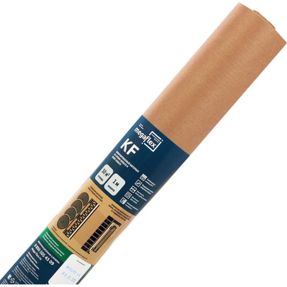 Фольга для бани, сауны Megaflex KF на крафт бумаге, 1х30 м, 30 кв. м FOIKF.100.30 Фольга для бани, сауны Megaflex KF на крафт бумаге, 1х30 м, 30 кв. м FOIKF.100.30