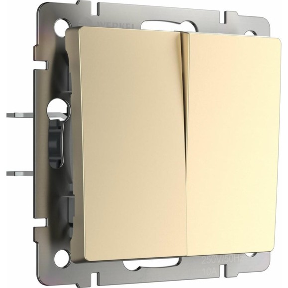 Двухклавишный проходной выключатель WERKEL W1122011 шампань a050866 Двухклавишный проходной выключатель WERKEL W1122011 шампань a050866
