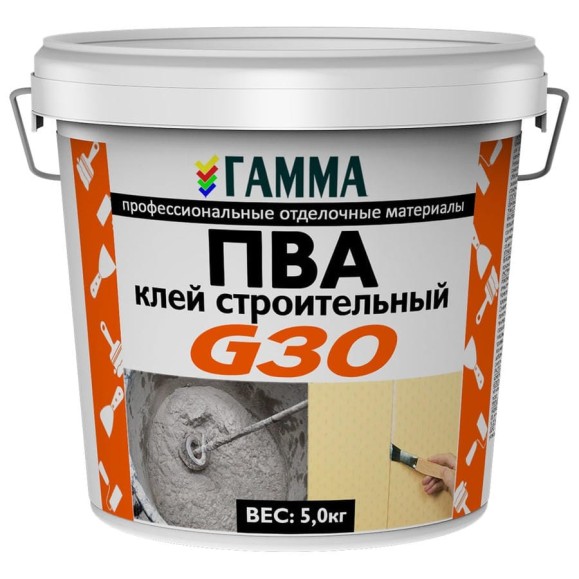 Строительный клей ГАММА ПВА 5 кг 233976 Строительный клей ГАММА ПВА 5 кг 233976
