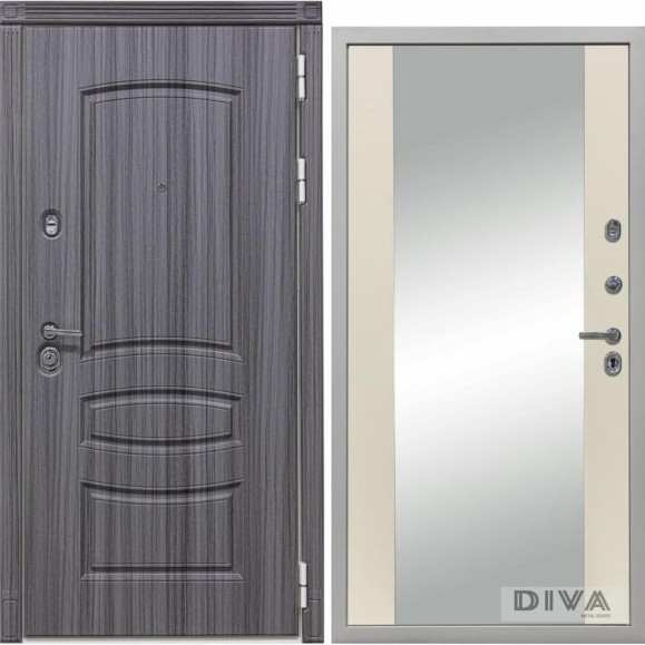 Дверь DIVA 42 Зеркало 2050x860 мм Правая Сандал серый - Д15 Софт Шампань УТ-00075409