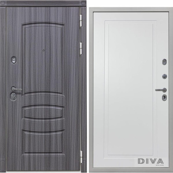 Дверь DIVA 42 2050x860 мм Правая Сандал серый - Н10 Белый Софт УТ-00075386