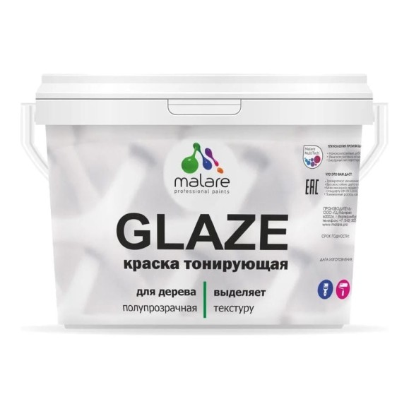 Краска Glaze декоративная с тонирующим эффектом для деревянных поверхностей MALARE лессирующая полупрозрачная, быстро сохнет без запаха, Сосна, 9 кг 2036769822377 КГЛЗСОСПГ0900 Краска Glaze декоративная с тонирующим эффектом для деревянных поверхностей MALARE лессирующая полупрозрачная, быстро сохнет без запаха, Сосна, 9 кг 2036769822377 КГЛЗСОСПГ0900