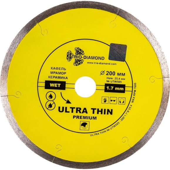 Диск алмазный отрезной TRIO-DIAMOND сплошной ультратонкий 200x25.4 Ultra Thin Premium UTW505 Диск алмазный отрезной TRIO-DIAMOND сплошной ультратонкий 200x25.4 Ultra Thin Premium UTW505