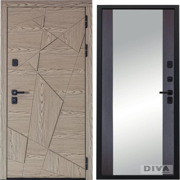 Дверь DIVA 97/1 2050x960 мм Зеркало Правая Дуб натуральный - Д15 Венге УТ-00074970