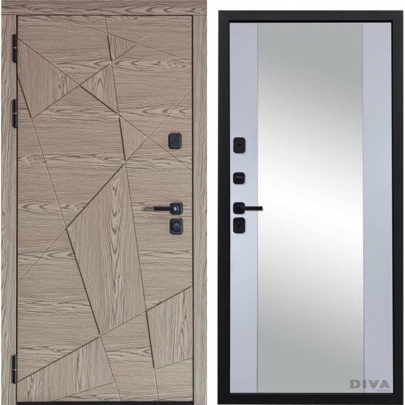 Дверь DIVA 97/1 2050x960 мм Зеркало Левая Дуб натуральный - Д15 Силк Маус УТ-00074992