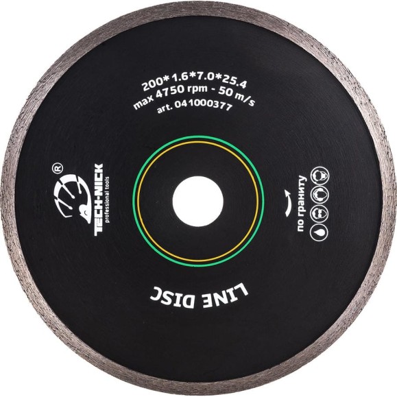 Диск алмазный сплошной по граниту LINE DISC (200х25.4 мм) TECH-NICK 041000377