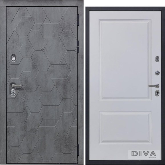 Дверь DIVA 51 2050x960 мм Правая Бетон темный - Д7 Белый софт УТ-00071887