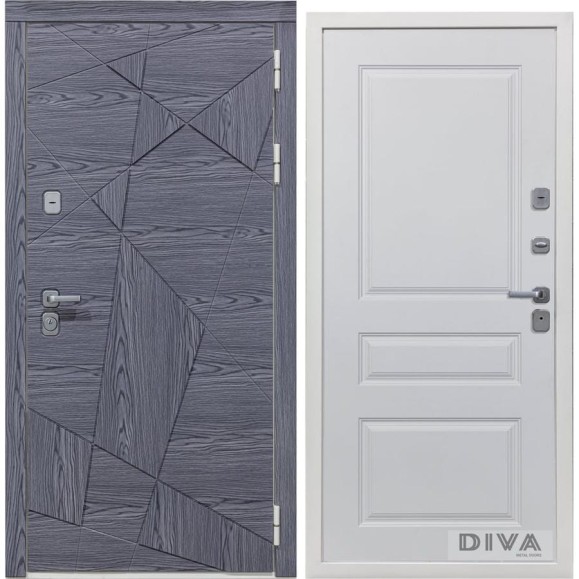Дверь DIVA 97/3 2050x860 мм Правая Дуб Графит - Д13 Белый Софт УТ-00074986