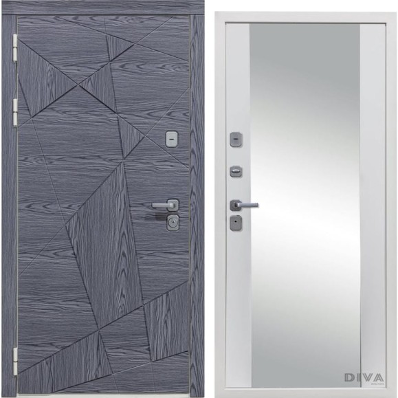 Дверь DIVA 97/3 Зеркало 2050x860 мм Левая Дуб Графит - Д15 Белый Софт УТ-00074911 Дверь DIVA 97/3 Зеркало 2050x860 мм Левая Дуб Графит - Д15 Белый Софт УТ-00074911