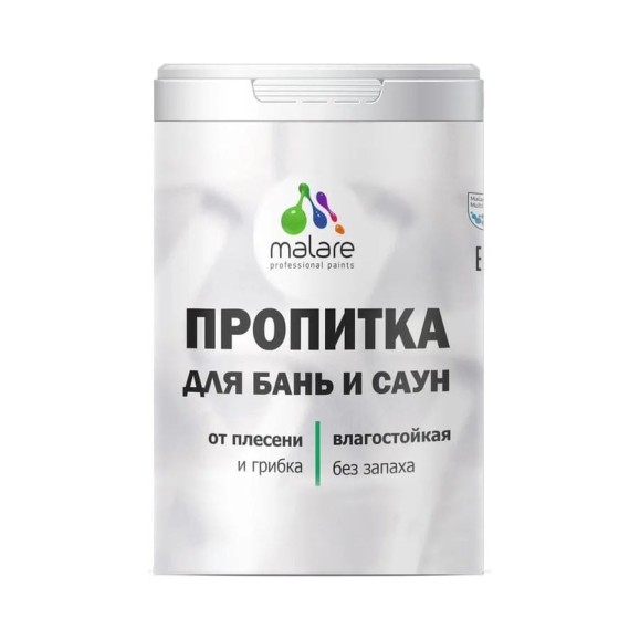 Пропитка профессиональная для бань и саун от плесени и грибка с антисептическим эффектом MALARE быстросохнущая, акриловая, без запаха, орех, 0,9 кг ПРПТКБАНОРХПГ0090