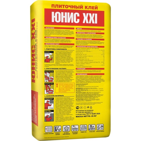 Плиточный клей UNIS Юнис-XXI класс С0T, 25 кг 4289 4607005180049 Плиточный клей UNIS Юнис-XXI класс С0T, 25 кг 4289 4607005180049