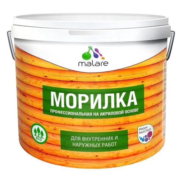 Морилка профессиональная Professional для дерева MALARE, для любых деревянных поверхностей, акриловая, быстро сохнет без запаха, цвет тик, 9 кг МРЛКТИКПГ0900