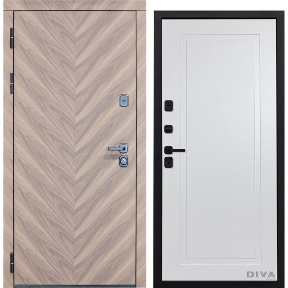 Дверь DIVA 98 2050x860 мм Левая Орех шоколадный - Н10 Белый Софт УТ-00075801