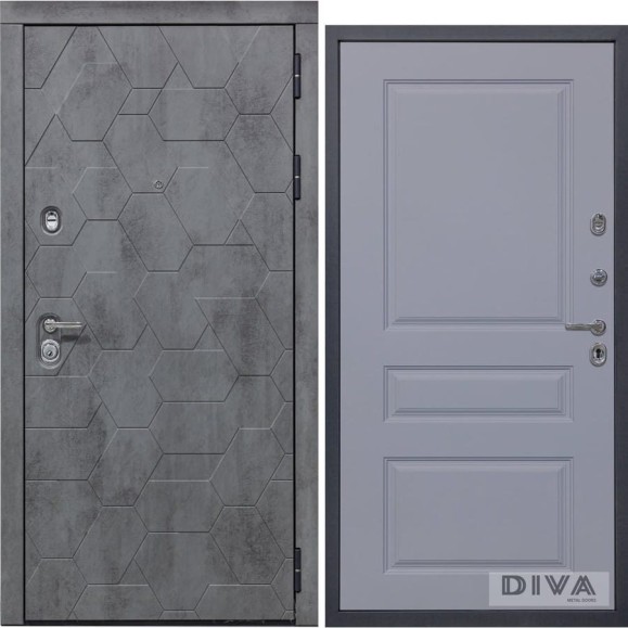 Дверь DIVA 51 2050x860 мм Левая Бетон темный - Д13 Силк маус УТ-00075340