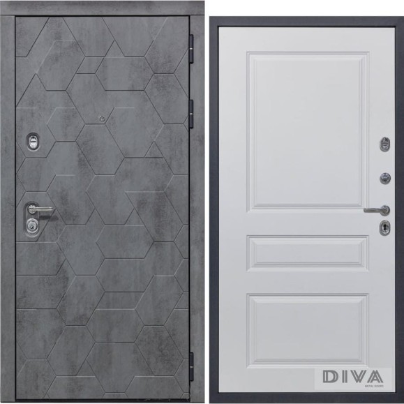 Дверь DIVA 51 2050x960 мм Правая Бетон темный - Д13 Белый софт УТ-00072768