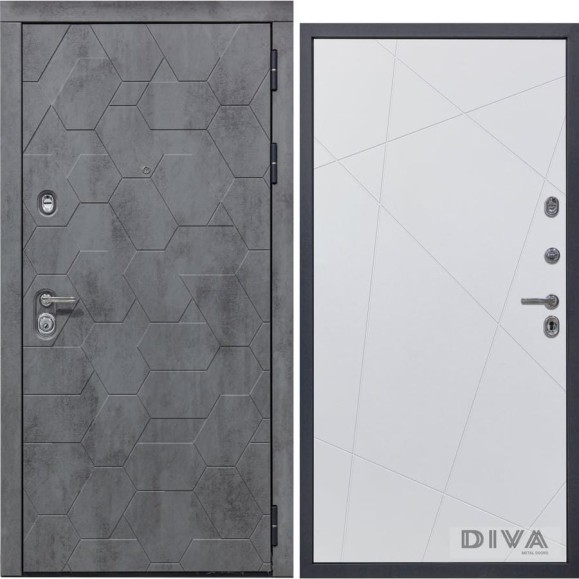 Дверь DIVA 51 2050x860 мм Правая Бетон темный - Д11 Белый софт УТ-00072917
