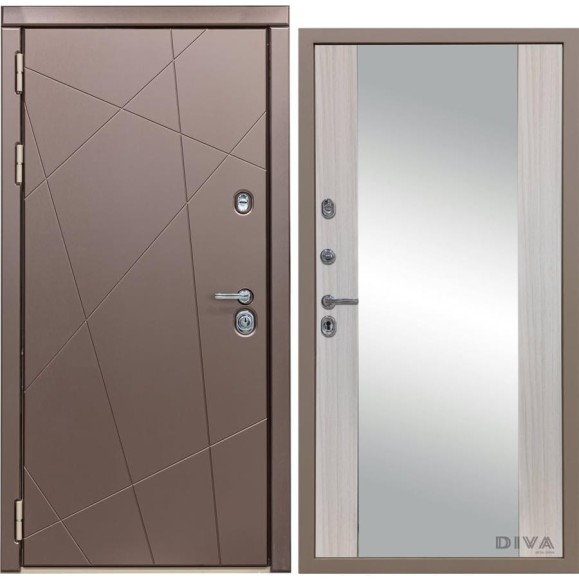 Дверь DIVA 50 Зеркало 2050x960 мм Левая Бронза - Д15 Сандал белый УТ-00075325