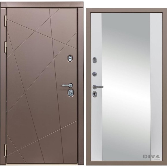 Дверь DIVA 50 Зеркало 2050x960 мм Левая Бронза - Д15 Белый софт УТ-00074111