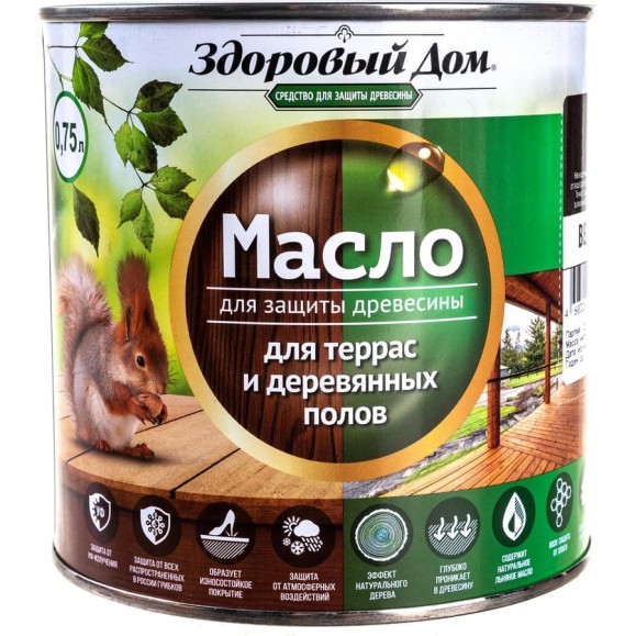 Масло для террас и деревянных полов Здоровый Дом венге 0,75 л Лк-00009557 Масло для террас и деревянных полов Здоровый Дом венге 0,75 л Лк-00009557
