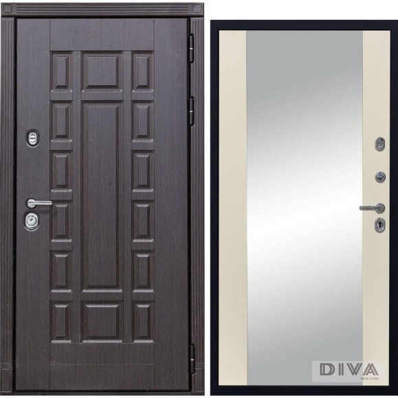 Дверь DIVA 38 Зеркало 2050x960 мм Правая Венге - Д15 Софт шампань УТ-00075232