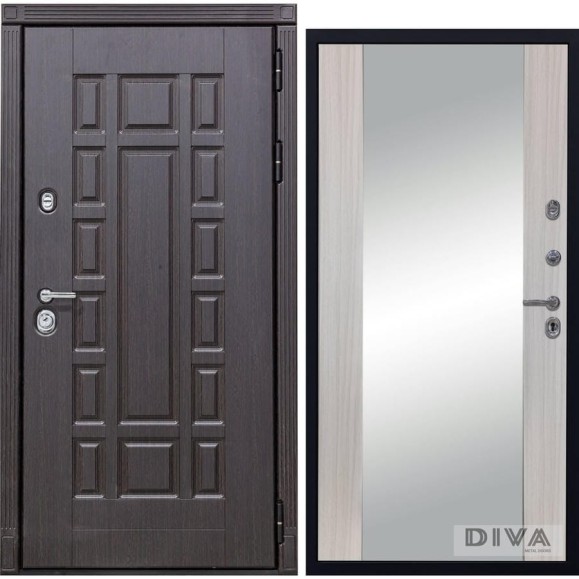 Дверь DIVA 38 Зеркало 2050x960 мм Правая Венге - Д15 Сандал белый УТ-00074158