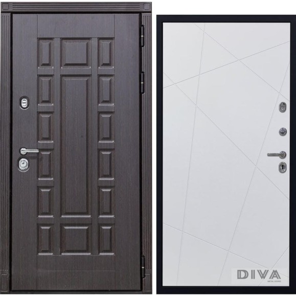 Дверь DIVA 38 2050x860 мм Правая Венге - Д11 Белый софт УТ-00074460