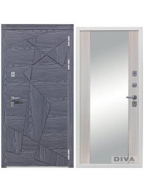 Дверь DIVA 97/3 Зеркало 2050x960 мм Правая Дуб графит - Д15 Сандал белый УТ-00074934