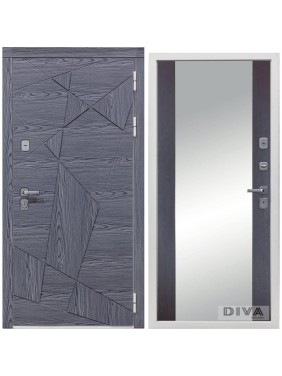 Дверь DIVA 97/3 Зеркало 2050x960 мм Правая Дуб графит - Д15 Венге УТ-00074929