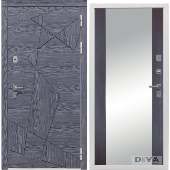 Дверь DIVA 97/3 Зеркало 2050x960 мм Правая Дуб графит - Д15 Венге УТ-00074929