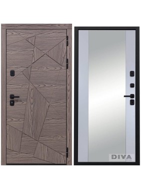 Дверь DIVA 97/2 2050x960 мм Зеркало Правая Дуб коньяк - Д15 Силк маус УТ-00074857