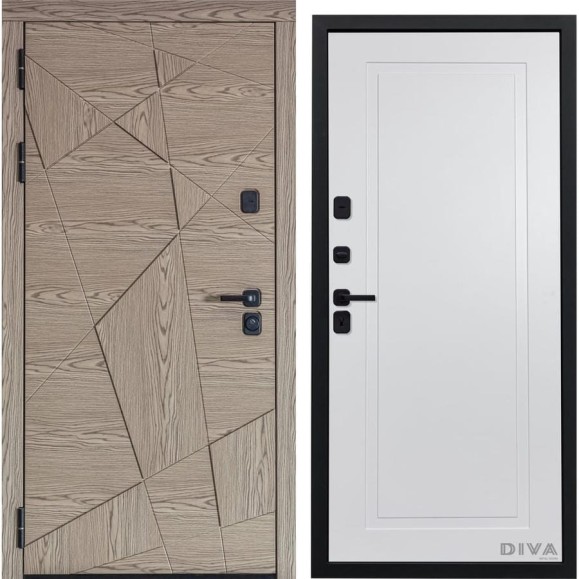 Дверь DIVA 97/1 2050x960 мм Левая Дуб натуральный - Н10 Белый софт УТ-00074950