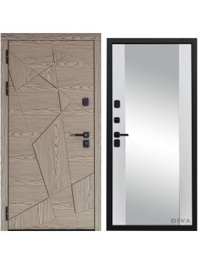 Дверь DIVA 97/1 2050x960 мм Зеркало Левая Дуб натуральный - Д15 Белый софт УТ-00074964
