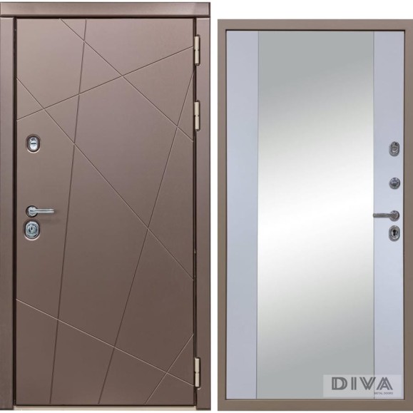 Дверь DIVA 50 Зеркало 2050x960 мм Правая Бронза - Д15 Силк Маус УТ-00075327