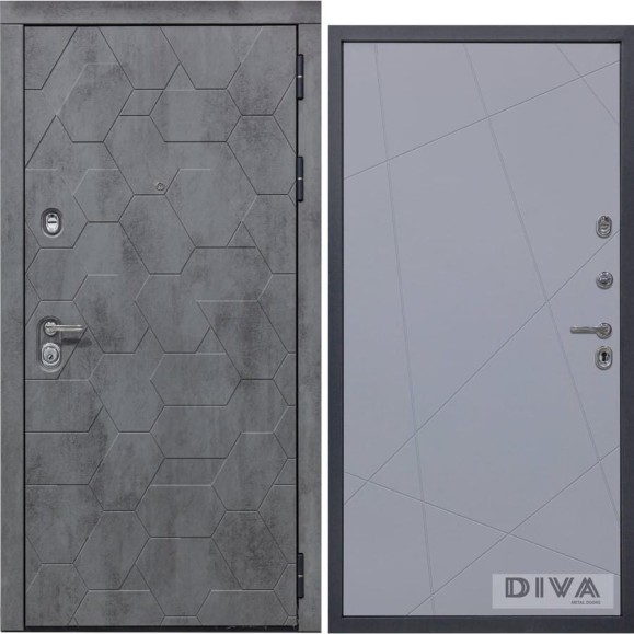 Дверь DIVA 51 2050x960 мм Правая Бетон Темный - Д11 Силк Маус УТ-00073132