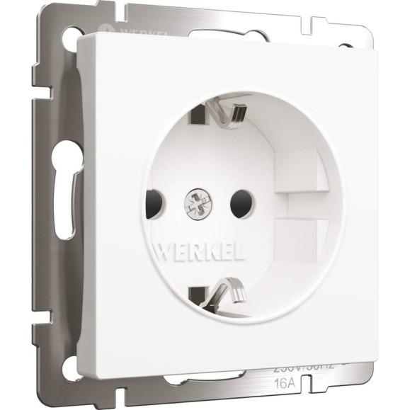 Розетка WERKEL W1171161 с заземлением и шторками белый матовый a059266