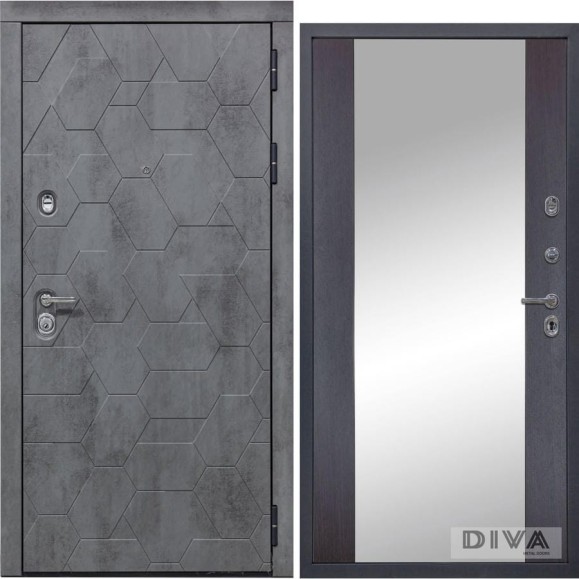 Дверь DIVA 51 Зеркало 2050x860 мм Правая Бетон Темный - Д15 Венге УТ-00075372
