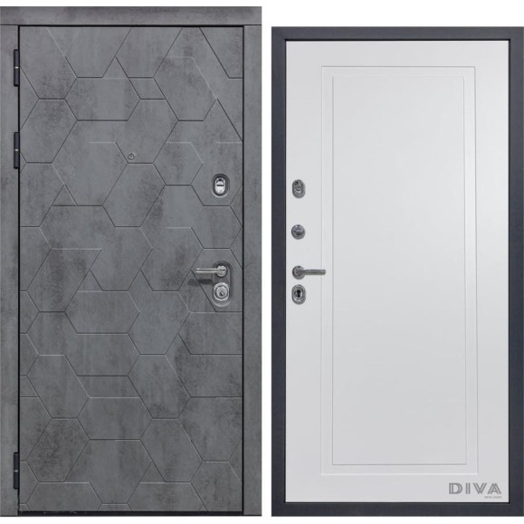 Дверь DIVA 51 2050x960 мм Левая Бетон Темный - Н10 Белый Софт УТ-00075360