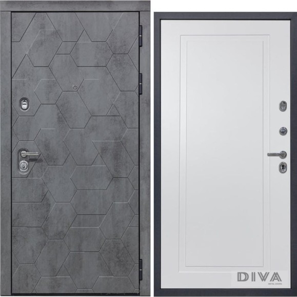 Дверь DIVA 51 2050x960 мм Правая Бетон Темный - Н10 Белый Софт УТ-00075361
