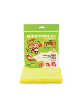 Сухая салфетка из микрофибры Золушка универсальная, 30х30 см, 1 шт. 6489
