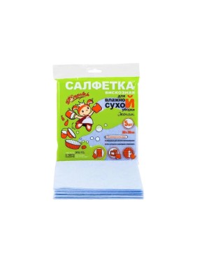 Сухая салфетка из вискозы Золушка Эконом 30х30 см, 5 шт. 6726