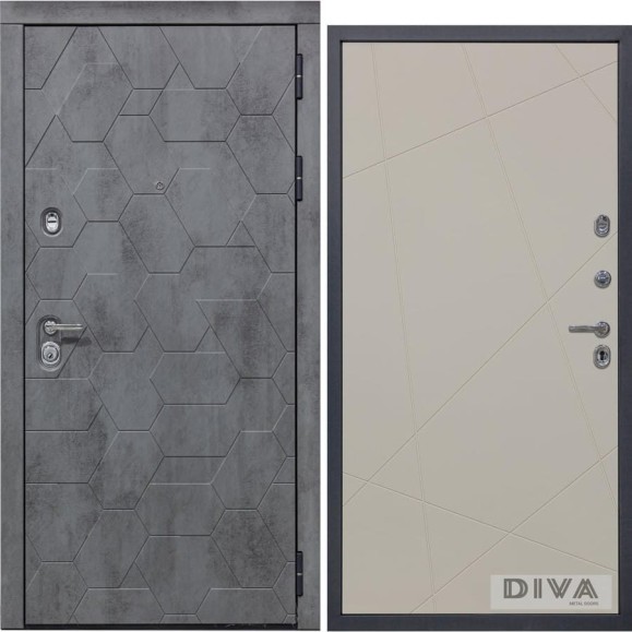 Дверь DIVA 51 2050x860 мм Правая Бетон темный - Д11 Софт шампань УТ-00074292